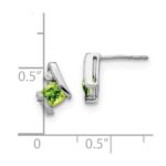 10k White Gold Cushion Peridot and Diamond Earrings - Image 4