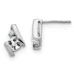 Sterling Silver Antique Cushion White Topaz and Diamond Earrings