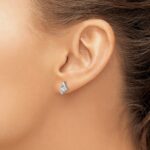 Sterling Silver Antique Cushion White Topaz and Diamond Earrings - Image 3