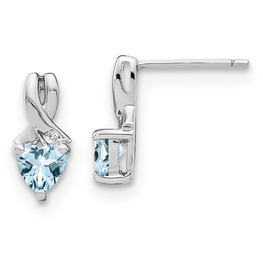 EM7401-AQ-002-SSA.jpg Sterling Silver Rhodium-plated Aquamarine and Diamond Earrings - Image 1