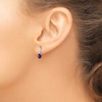 14k White Gold 5x3 Oval February/Amethyst and Diamond Dangle Post Earrings - Image 3