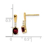 14K 5x3 Oval January/Garnet and Diamond Dangle Post Earrings - Image 2