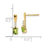 14K 5x3 Oval August/Peridot and Diamond Dangle Post Earrings - Image 2