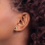 14k 3/8 carat Lab Grown Diamond VS/SI+ G+ and Created Ruby Complete Triangle Post Earrings - Image 3