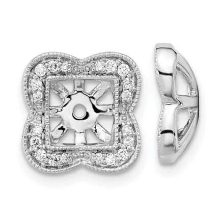 14k White Gold 1/5 carat Diamond Fancy Square Earring Jackets