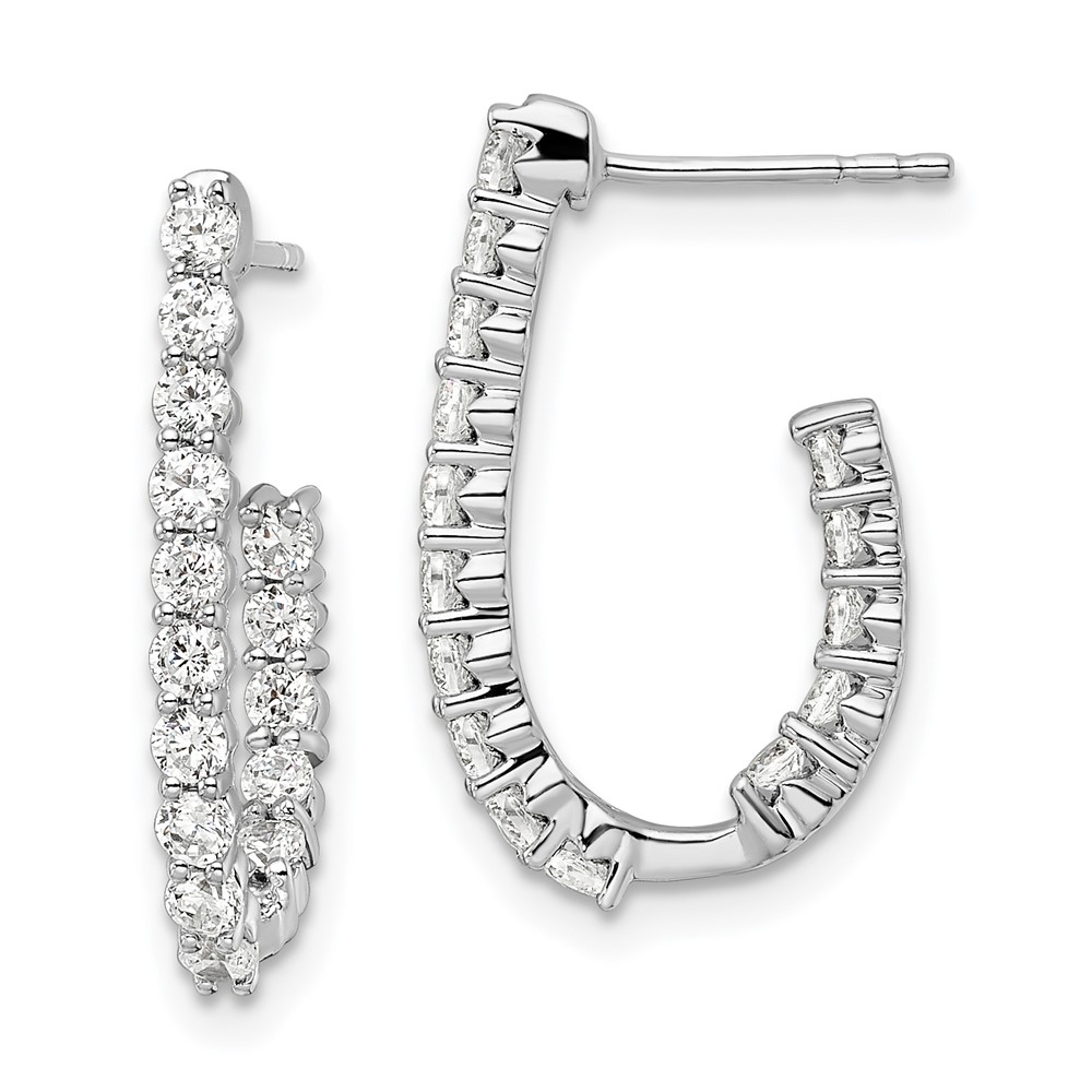 EM9121-100-WAA.jpg 14k White Gold 1 carat Lab Grown Diamond VS/SI+ G+ Complete In and Out J-Hoop Hoop Earrings - Image 1