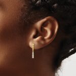 14k 1/3 carat Lab Grown Diamond VS/SI+ G+ Beaded Bar Dangle Post Earrings - Image 3