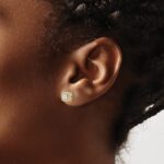 10k 1 carat Lab Grown Diamond VS/SI+ G+ Complete Round Fashion Halo Post Earrings - Image 2