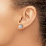 10k White Gold 1 1/2 carat Lab Grown Diamond VS/SI+ G+ Complete Round Fashion Halo Post Earrings - Image 2