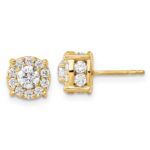 14k 1 1/2 carat Lab Grown Diamond VS/SI+ G+ Complete Round Fashion Halo Post Earrings