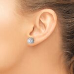 10k White Gold 2 carat Lab Grown Diamond VS/SI+ G+ Complete Round Fashion Halo Post Earrings - Image 2