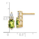 14k Diamond and 7x5 Oval August/Peridot Post Earrings - Image 3