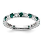 14k White Gold 3/4 carat Lab Grown Diamond VS/SI+ G+ and Lab Created Alexandrite Size 4 Eternity Band