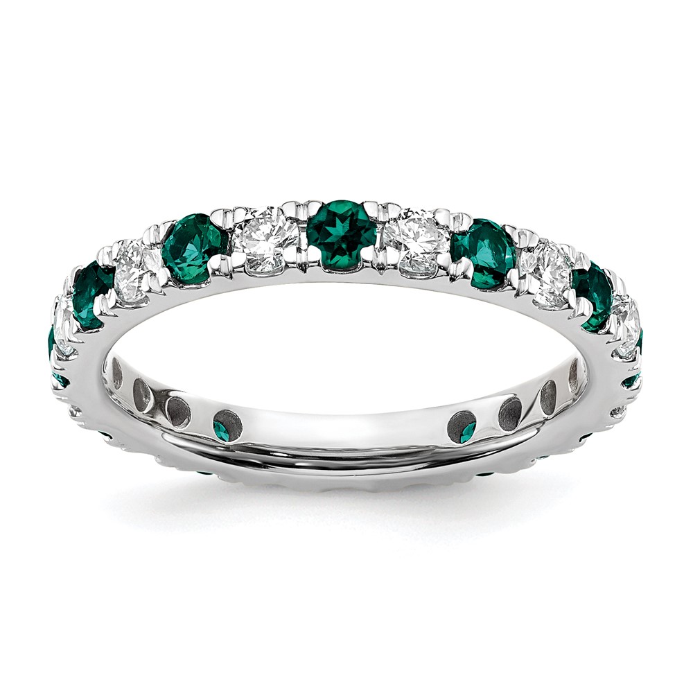ET0048-CAX-070-7WAA-14.jpg 14k White Gold 7/8 carat Lab Grown Diamond VS/SI+ G+ and Lab Created Alexandrite Size 9 Eternity Band - Image 1