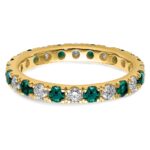 14k 3/4 carat Lab Grown Diamond VS/SI+ G+ and Lab Created Alexandrite Size 6.5 Eternity Band - Image 4