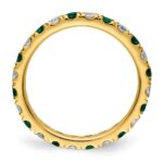 14k 3/4 carat Lab Grown Diamond VS/SI+ G+ and Lab Created Emerald Size 7 Eternity Band - Image 2