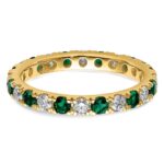 14k 3/4 carat Lab Grown Diamond VS/SI+ G+ and Lab Created Emerald Size 4 Eternity Band - Image 4