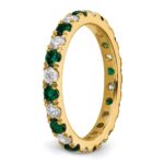 14k 3/4 carat Lab Grown Diamond VS/SI+ G+ and Lab Created Emerald Size 7 Eternity Band - Image 5