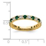 14k 3/4 carat Lab Grown Diamond VS/SI+ G+ and Lab Created Emerald Size 4 Eternity Band - Image 6