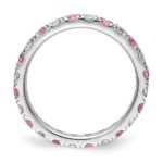 14k White Gold 3/4 carat Lab Grown Diamond VS/SI+ G+ and Lab Created Pink Sapphire Size 4 Eternity Band - Image 2
