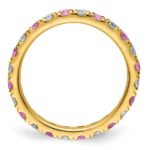 14k 7/8 carat Lab Grown Diamond VS/SI+ G+ and Lab Created Pink Sapphire Size 9 Eternity Band - Image 2