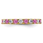 14k 3/4 carat Lab Grown Diamond VS/SI+ G+ and Lab Created Pink Sapphire Size 6 Eternity Band - Image 3