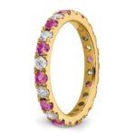 14k 7/8 carat Lab Grown Diamond VS/SI+ G+ and Lab Created Pink Sapphire Size 8.5 Eternity Band - Image 5