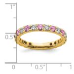 14k 3/4 carat Lab Grown Diamond VS/SI+ G+ and Lab Created Pink Sapphire Size 6.5 Eternity Band - Image 6