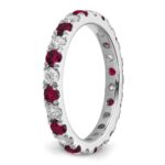 14k White Gold 3/4 carat Lab Grown Diamond VS/SI+ G+ and Lab Created Ruby Size 6.5 Eternity Band - Image 5