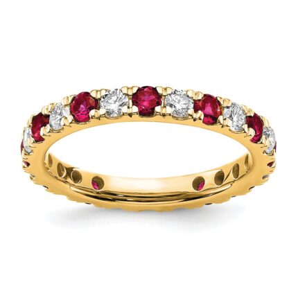 14k 3/4 carat Lab Grown Diamond VS/SI+ G+ and Lab Created Ruby Size 4 Eternity Band