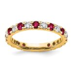 14k 7/8 carat Lab Grown Diamond VS/SI+ G+ and Lab Created Ruby Size 9 Eternity Band
