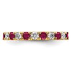 14k 7/8 carat Lab Grown Diamond VS/SI+ G+ and Lab Created Ruby Size 9 Eternity Band - Image 3