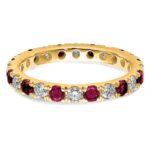 14k 7/8 carat Lab Grown Diamond VS/SI+ G+ and Lab Created Ruby Size 8 Eternity Band - Image 4