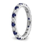 14k White Gold 7/8 carat Lab Grown Diamond VS/SI+ G+ and Lab Created Blue Sapphire Size 8.5 Eternity Band - Image 5