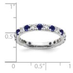 14k White Gold 3/4 carat Lab Grown Diamond VS/SI+ G+ and Lab Created Blue Sapphire Size 7.5 Eternity Band - Image 6