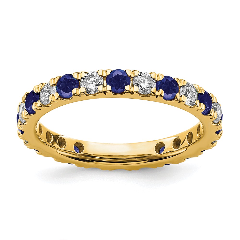 ET0048-CSA-070-7YAA-10.jpg 14k 7/8 carat Lab Grown Diamond VS/SI+ G+ and Lab Created Blue Sapphire Size 8 Eternity Band - Image 1