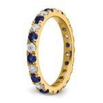 14k 3/4 carat Lab Grown Diamond VS/SI+ G+ and Lab Created Blue Sapphire Size 6.5 Eternity Band - Image 4