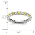 14k White Gold 3/4 carat Lab Grown Diamond VS/SI+ G+ and Lab Created Yellow Sapphire Size 7 Eternity Band - Image 6