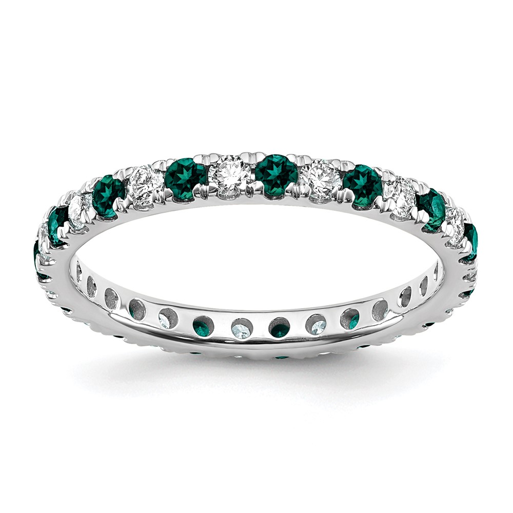 ET0049-CAX-050-7WAA-3.jpg 14k White Gold 3/8 carat Lab Grown Diamond VS/SI+ G+ and Lab Created Alexandrite Size 5 Eternity Band - Image 1