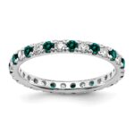 14k White Gold 1/2 carat Lab Grown Diamond VS/SI+ G+ and Lab Created Alexandrite Size 6.5 Eternity Band