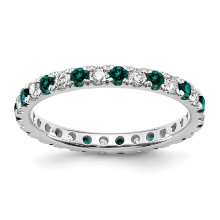 14k White Gold 1/2 carat Lab Grown Diamond VS/SI+ G+ and Lab Created Alexandrite Size 7 Eternity Band