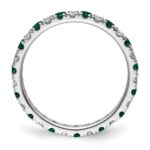 14k White Gold 1/2 carat Lab Grown Diamond VS/SI+ G+ and Lab Created Emerald Size 8 Eternity Band - Image 2