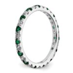 14k White Gold 3/8 carat Lab Grown Diamond VS/SI+ G+ and Lab Created Emerald Size 4.5 Eternity Band - Image 4