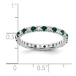 14k White Gold 3/8 carat Lab Grown Diamond VS/SI+ G+ and Lab Created Emerald Size 5 Eternity Band - Image 5