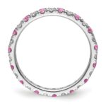 14k White Gold 1/2 carat Lab Grown Diamond VS/SI+ G+ and Lab Created Pink Sapphire Size 6.5 Eternity Band - Image 2
