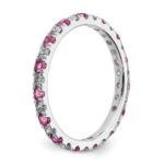 14k White Gold 3/8 carat Lab Grown Diamond VS/SI+ G+ and Lab Created Pink Sapphire Size 4 Eternity Band - Image 4