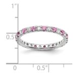 14k White Gold 1/2 carat Lab Grown Diamond VS/SI+ G+ and Lab Created Pink Sapphire Size 6 Eternity Band - Image 5