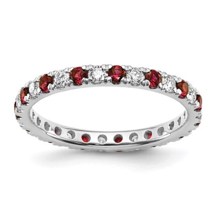 14k White Gold 1/2 carat Lab Grown Diamond VS/SI+ G+ and Lab Created Ruby Size 7 Eternity Band