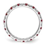 14k White Gold 3/8 carat Lab Grown Diamond VS/SI+ G+ and Lab Created Ruby Size 5 Eternity Band - Image 2
