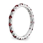 14k White Gold 3/8 carat Lab Grown Diamond VS/SI+ G+ and Lab Created Ruby Size 4.5 Eternity Band - Image 5